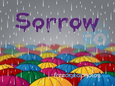 Sorrow Rain Indicates Grief Stricken And Depressed Stock Image