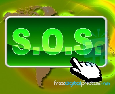 Sos Button Indicates World Wide Web And Support Stock Image