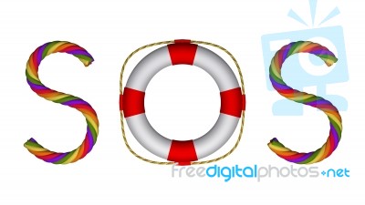 Sos Morse Code Sign For Seeking Rescue Or Help Stock Image