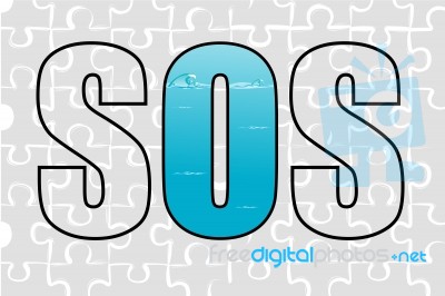 Sos on jigsaw background Stock Image