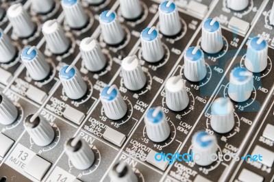 Sound Mixer Control Panel. Sound Controller Recording Studio. Mu… Stock Photo