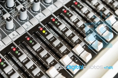 Sound Mixer Control Panel. Sound Controller Recording Studio. Mu… Stock Photo