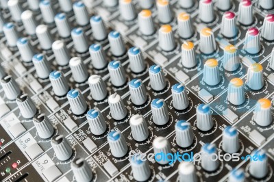 Sound Mixer Control Panel. Sound Controller Recording Studio. Mu… Stock Photo