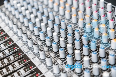 Sound Mixer Control Panel. Sound Controller Recording Studio. Mu… Stock Photo