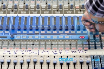 Sound Mixer Panel In Concert Stock Photo