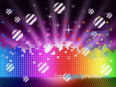 Soundwaves Background Means Songs Stars And Striped Balls
 Stock Image