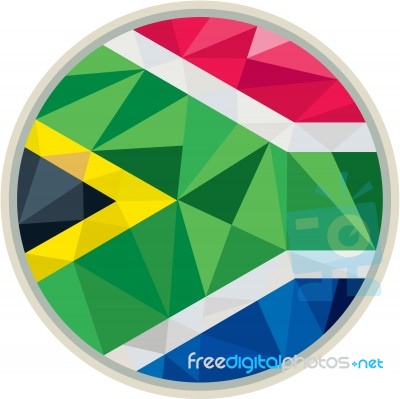 South Africa Flag Icon Circle Low Polygon Stock Image