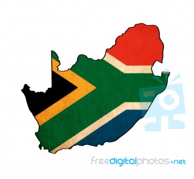 South Africa Map On South Africa Flag Drawing Stock Image