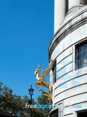 South African  Golden Springbok On A Building In London Stock Photo