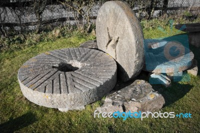 South Downs, Sussex/uk - January 3 : Old Mill Stones On  The Sou… Stock Photo