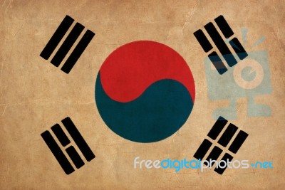 South Korea Flag Drawing ,grunge And Retro Flag Series Stock Image