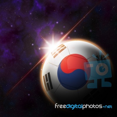 South Korea Flag On 3d Football With Rising Sun Stock Image