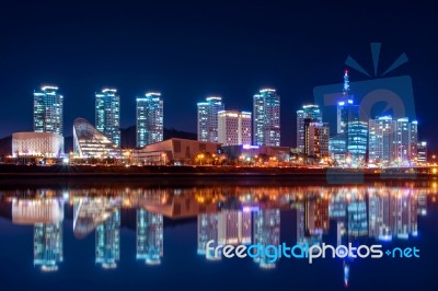 South Korea Skyline At Night Stock Photo