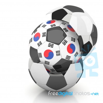 South Korea Soccer Ball Isolated White Background Stock Image