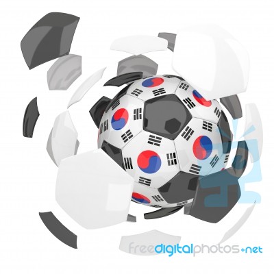 South Korea Soccer Ball Isolated White Background Stock Image