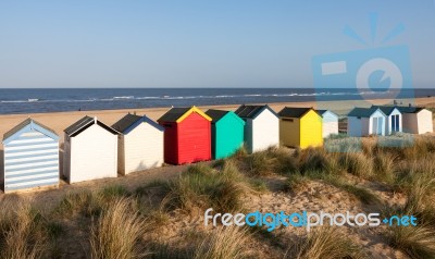 Southwold, Suffolk/uk - May 31 : Colourful Beach Huts At Southwo… Stock Photo