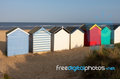 Southwold, Suffolk/uk - May 31 : Colourful Beach Huts At Southwo… Stock Photo