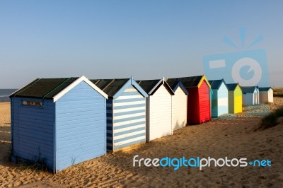 Southwold, Suffolk/uk - May 31 : Colourful Beach Huts At Southwo… Stock Photo