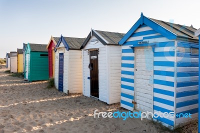 Southwold, Suffolk/uk - May 31 : Colourful Beach Huts At Southwo… Stock Photo