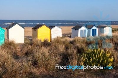 Southwold, Suffolk/uk - May 31 : Colourful Beach Huts In Southwo… Stock Photo