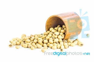 Soybeans In Wood Cup Stock Photo