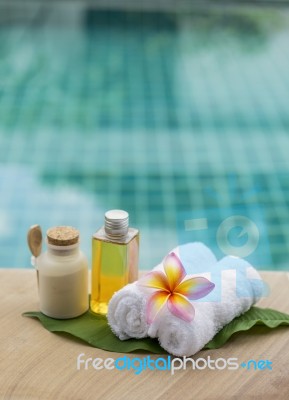 Spa Concept At Poolside Background Stock Photo