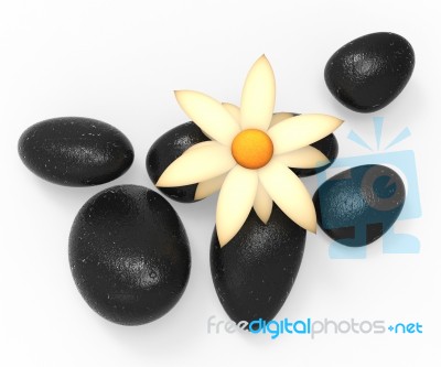 Spa Stones Shows Peaceful Tranquil And Bouquet Stock Image