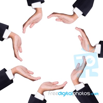 Space Between Hands Of Businessman Stock Photo