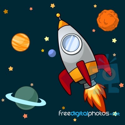 Spaceship Flying To Space Stock Image