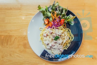 Spaghetti Carbonara Stock Photo