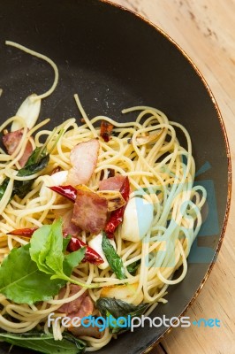 Spaghetti With Bacon Stock Photo