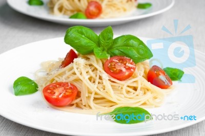 Spaghetti With Tomato Stock Photo