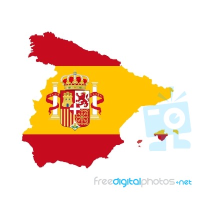 Spain Map With Spain Flag Inside Stock Image