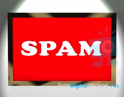 Spam Screen Showing Spamming Unwanted And Malicious Email Stock Image