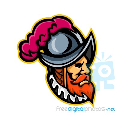 Spanish Conquistador Head Mascot Stock Image