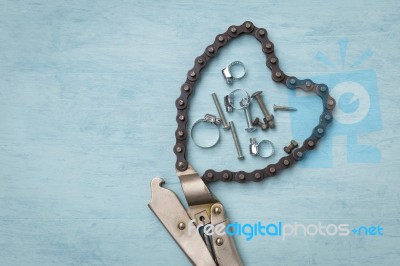 Spare Part With Heart Shape Chain Stock Photo