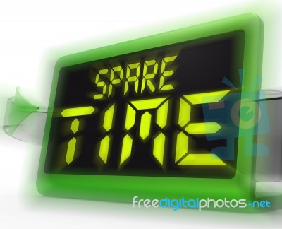 Spare Time Digital Clock Means Leisure Or Relaxation Stock Image