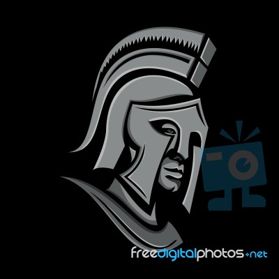 Spartan Warrior Head Metallic Icon Stock Image