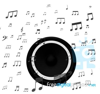 Speaker And Music Notes Shows Soundtrack Disco Or Concert Stock Image