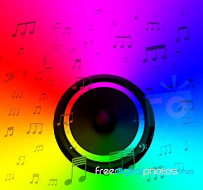 Speaker And Musical Notes Shows Music Disco Or Concert Stock Image