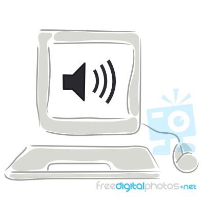 Speaker Icon On Computer Stock Image