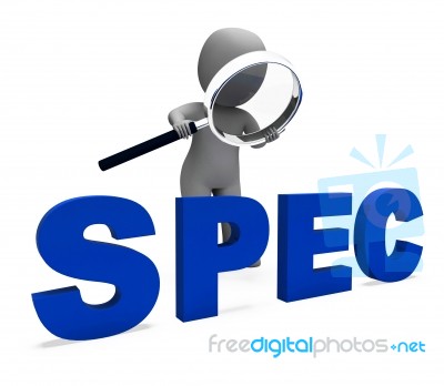 Spec Character Shows Specifications Details Particulars Or Desig… Stock Image