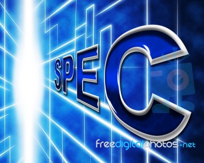 Spec Data Means Fact Specification And Facts Stock Image