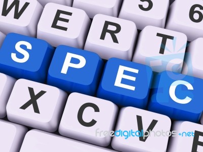 Spec Keys Show Specifications Blueprint Or Design Stock Image