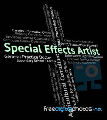 Special Effects Artist Indicates Crafter Hiring And Painting Stock Image