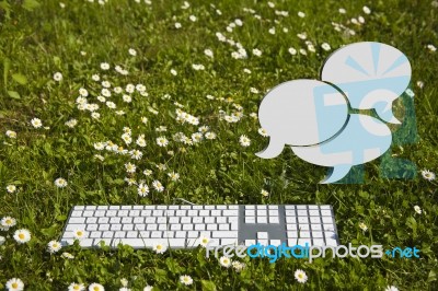 Speech Bubble And Keyboard Stock Image