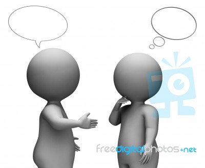 Speech Bubble Shows Copy Space And Character 3d Rendering Stock Image