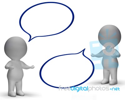 Speech Bubbles And 3d Characters Shows Discussion And Gossip Stock Image