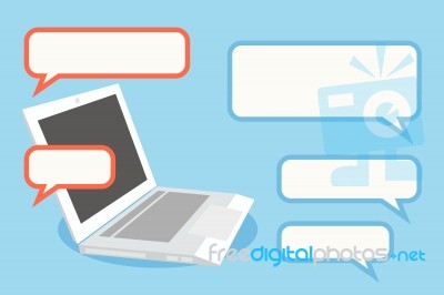 Speech Bubbles With Laptop Stock Image