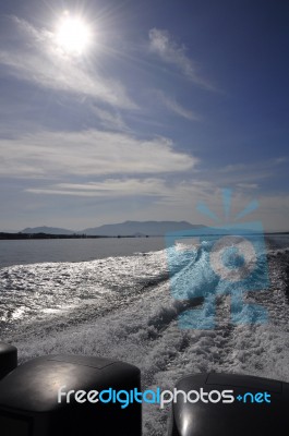 Speed Boats Are Running In The Andaman Sea Stock Photo